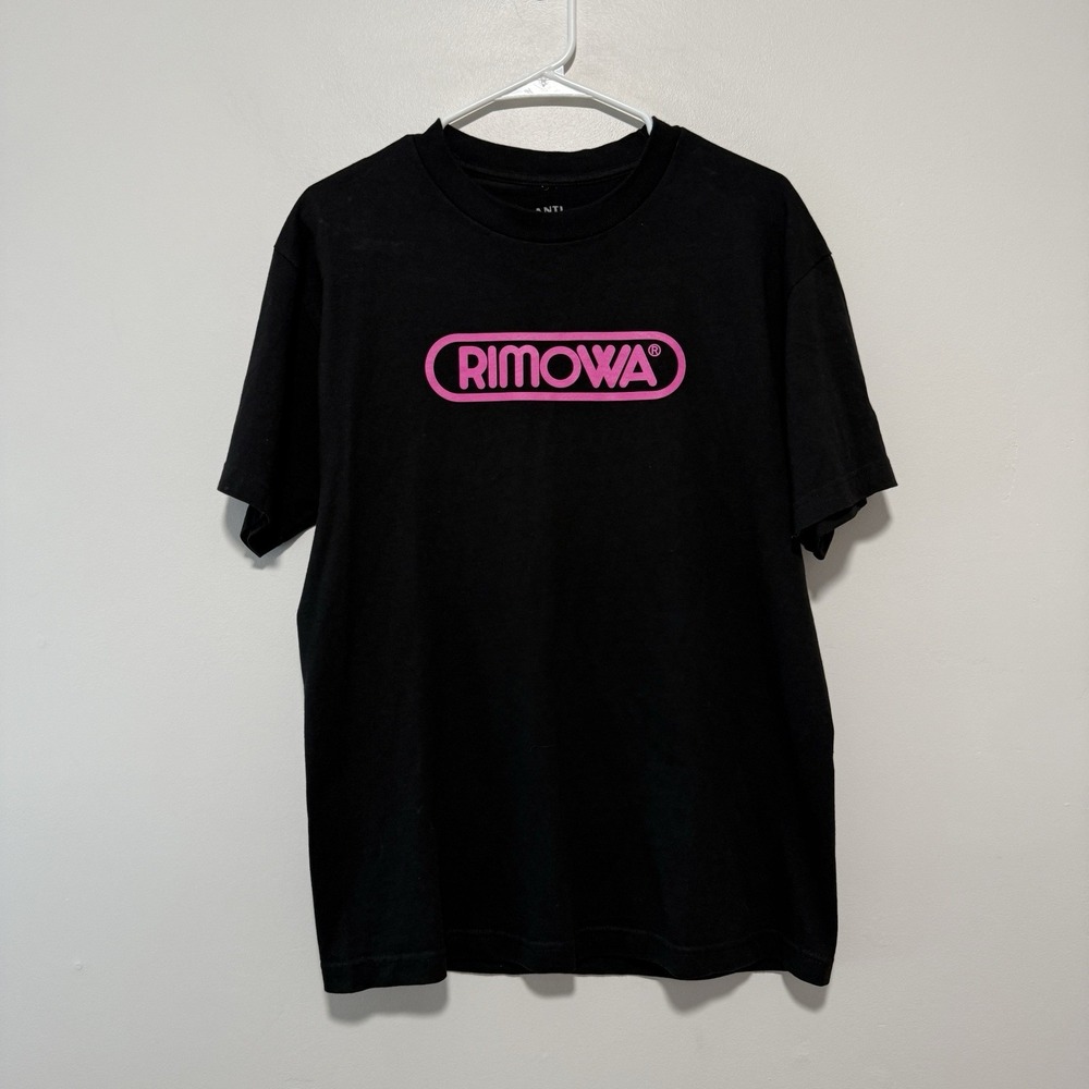 Anti Social Social Club Rimowa Black Graphic T-Shirt Pink Lettering Size Medium